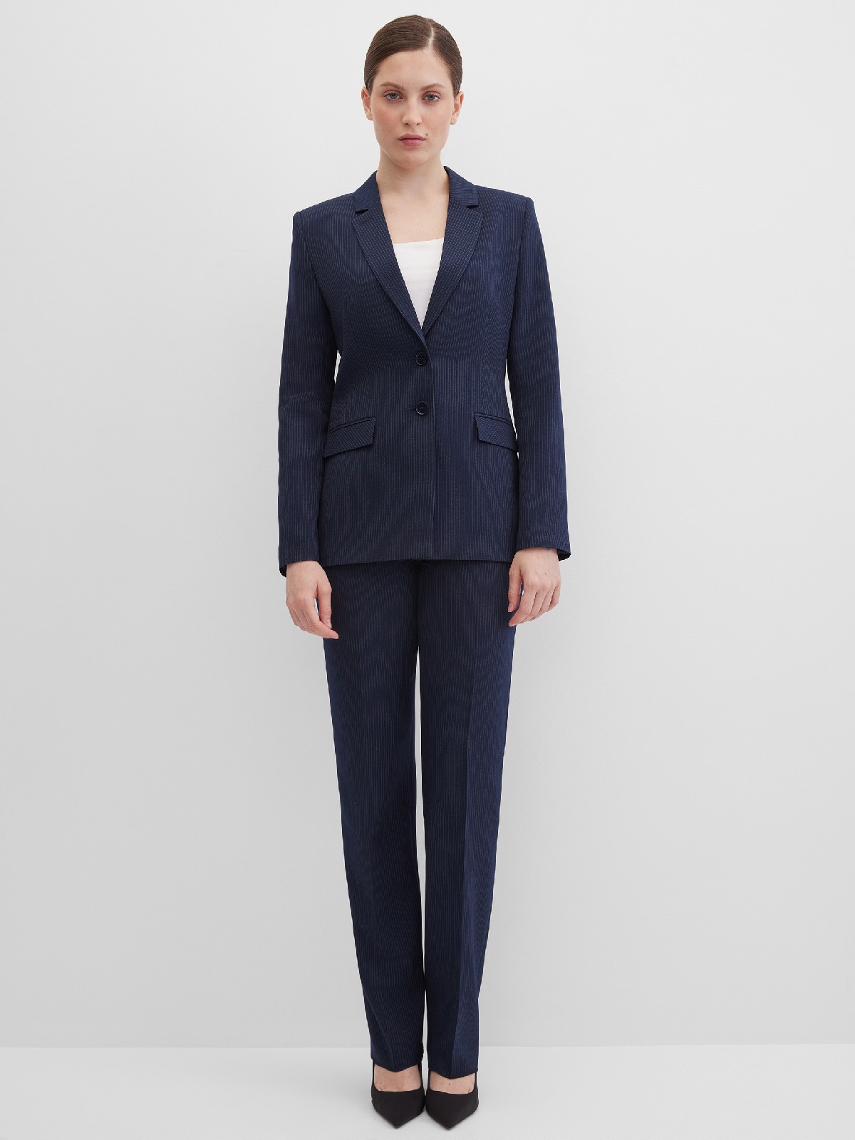 Брюки на резинке  удлиненные в полоску