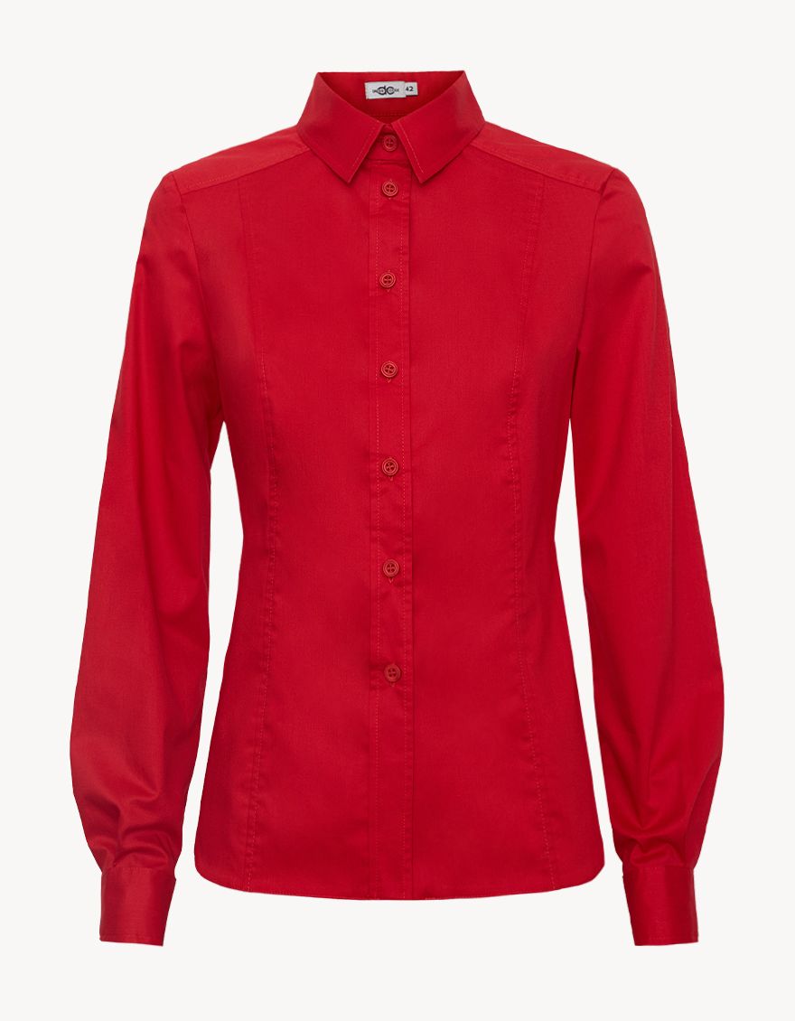 Блуза-сорочка красная с длинным рукавом