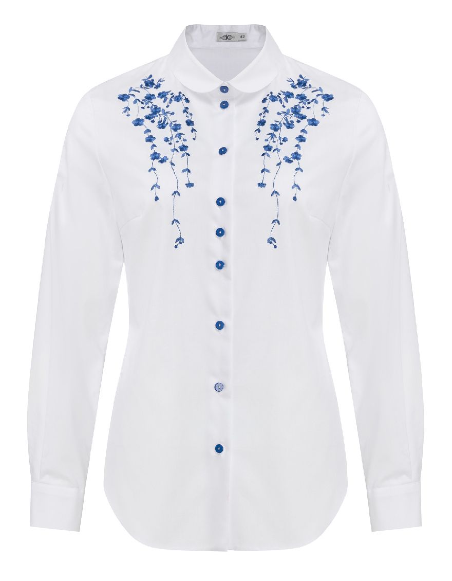 Блузка белая с вышивкой "Гжель"