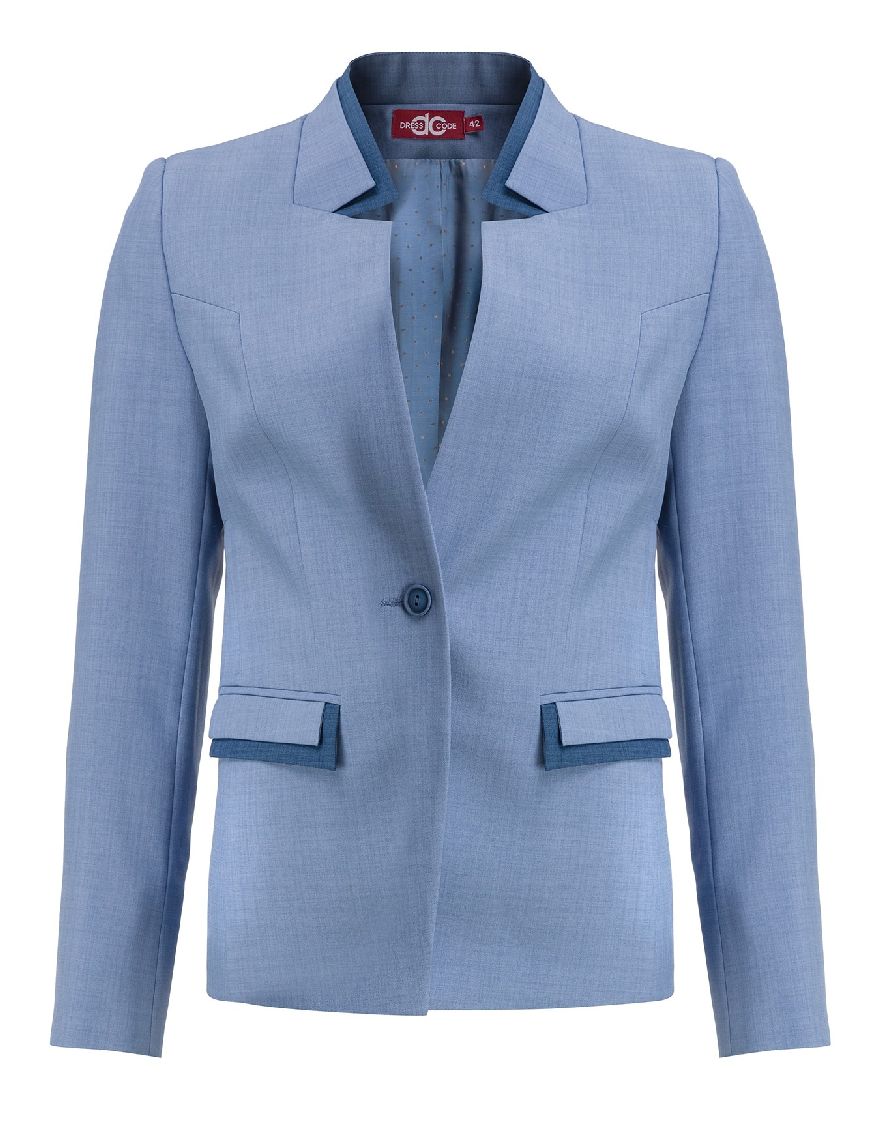 Жакет-пиджак голубой классической длины