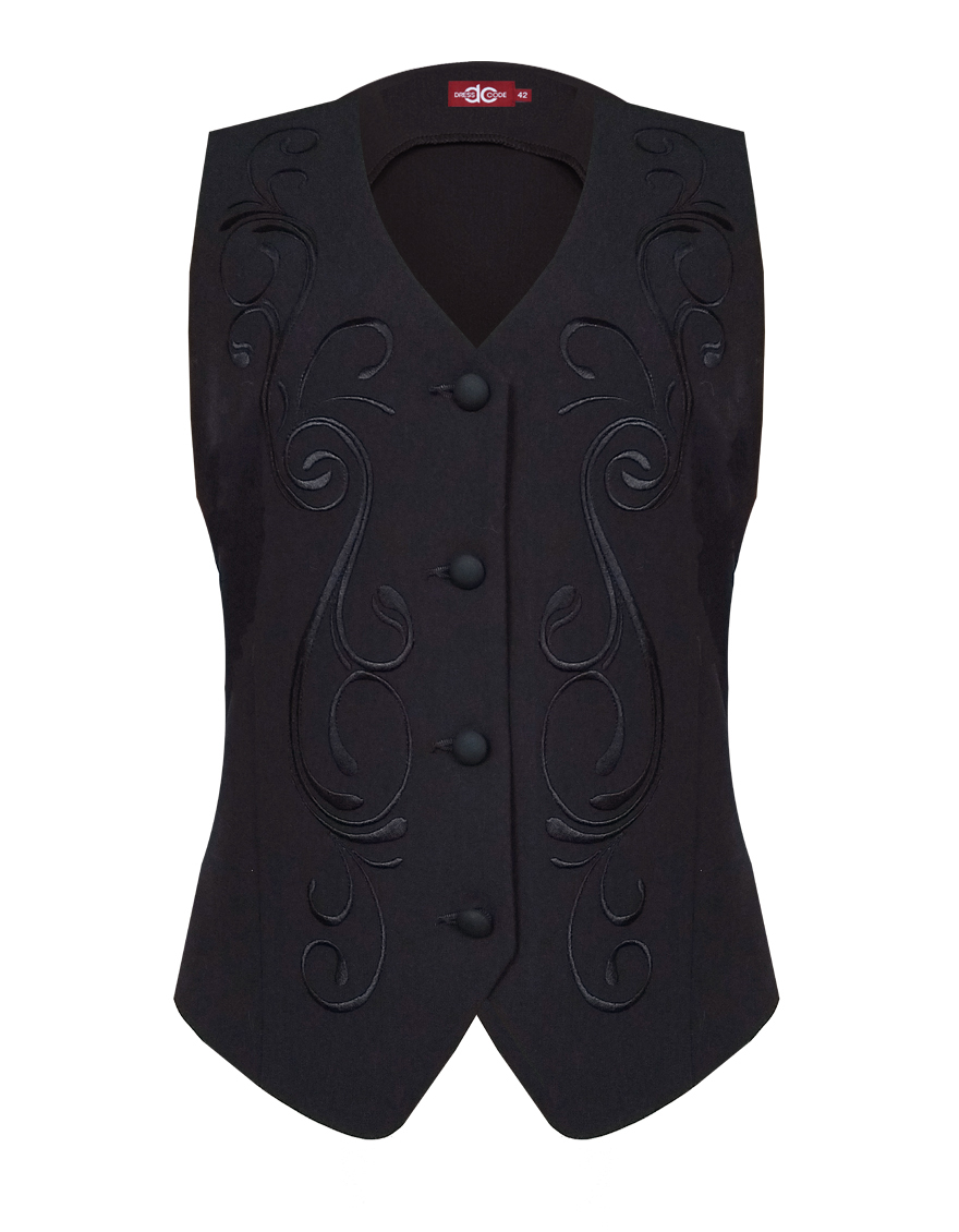 Жилет с вышивкой без  подкладки