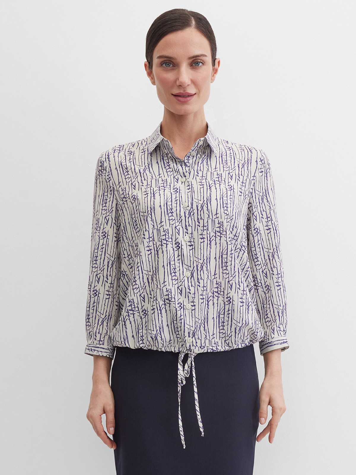 Блузка принтованная с кулиской