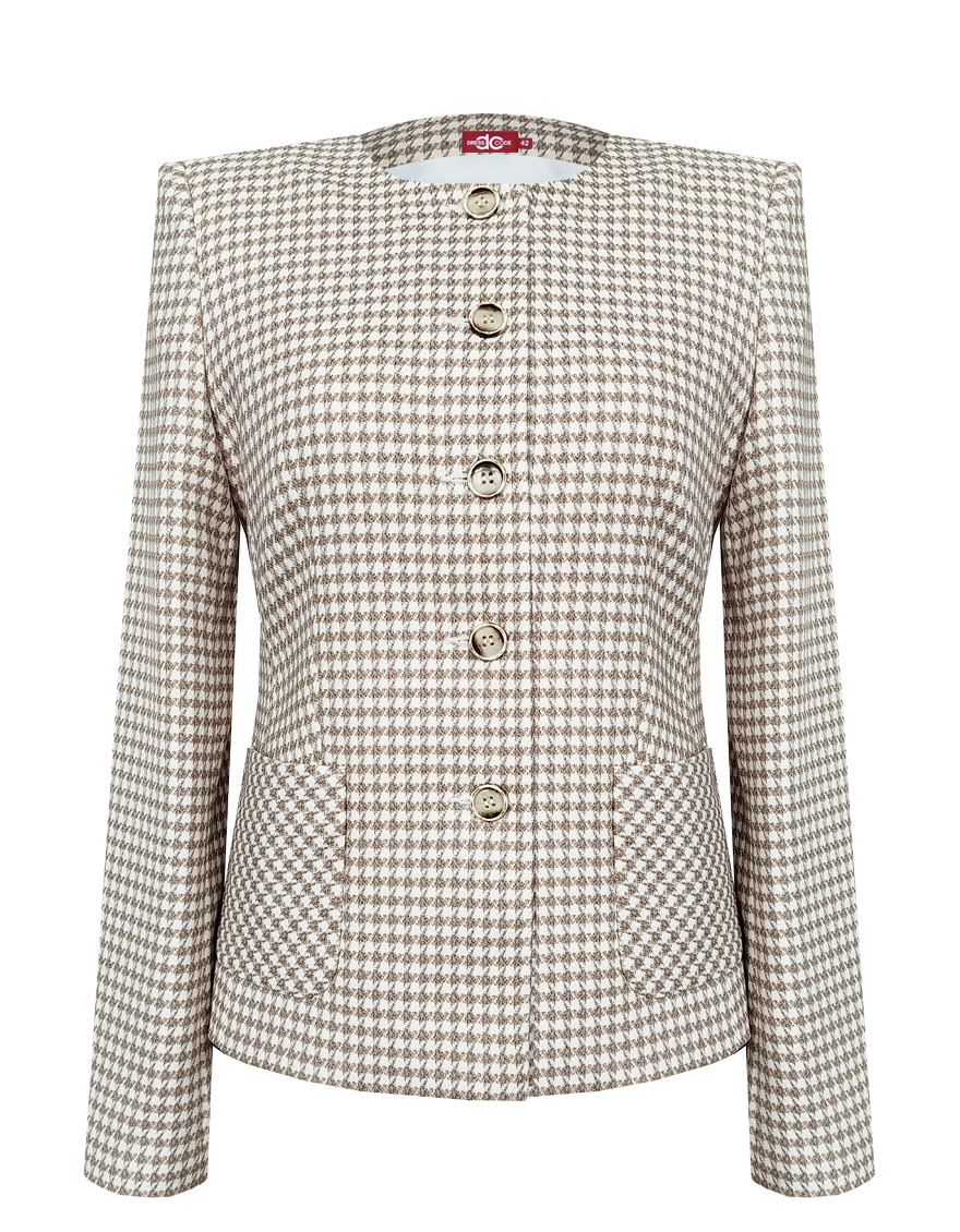 Жакет без воротника с принтом