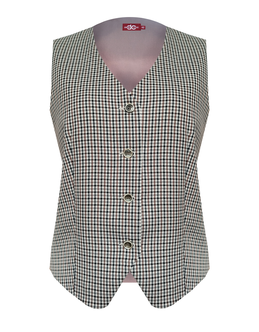 Жилет в клетку комбинированный из двух видов ткани