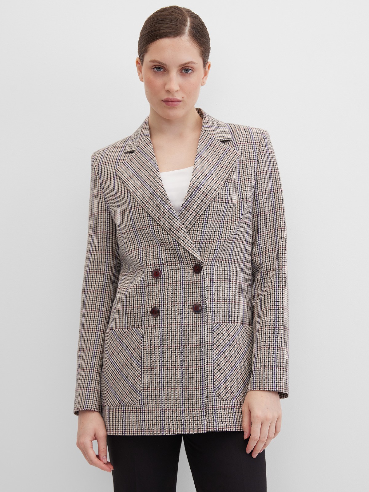 Пиджак двубортный оверсайз в клетку