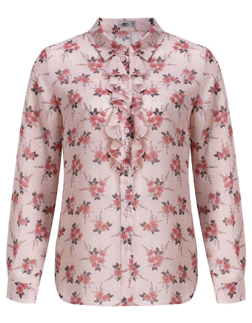 Блузка с цветочным принтом и рюшей