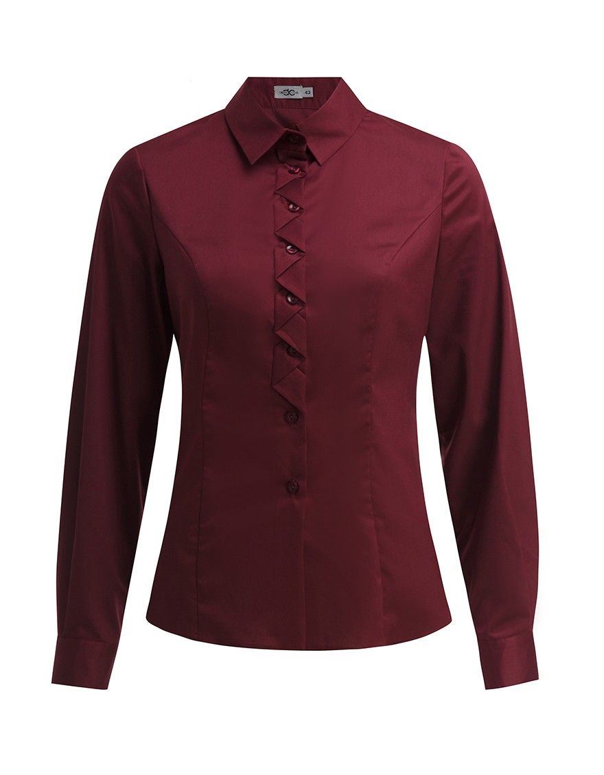 Блуза-сорочка бордовая с длинным рукавом