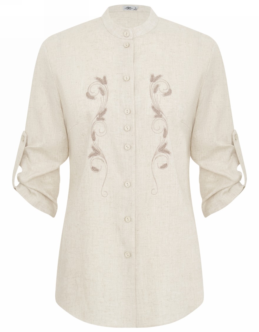 Блузка льняная с вышивкой "Колоски"