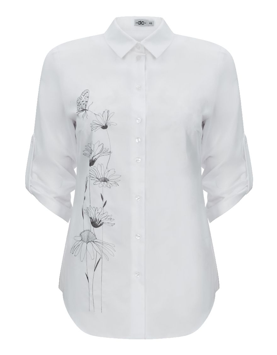 Блузка белая с вышивкой " Луг "