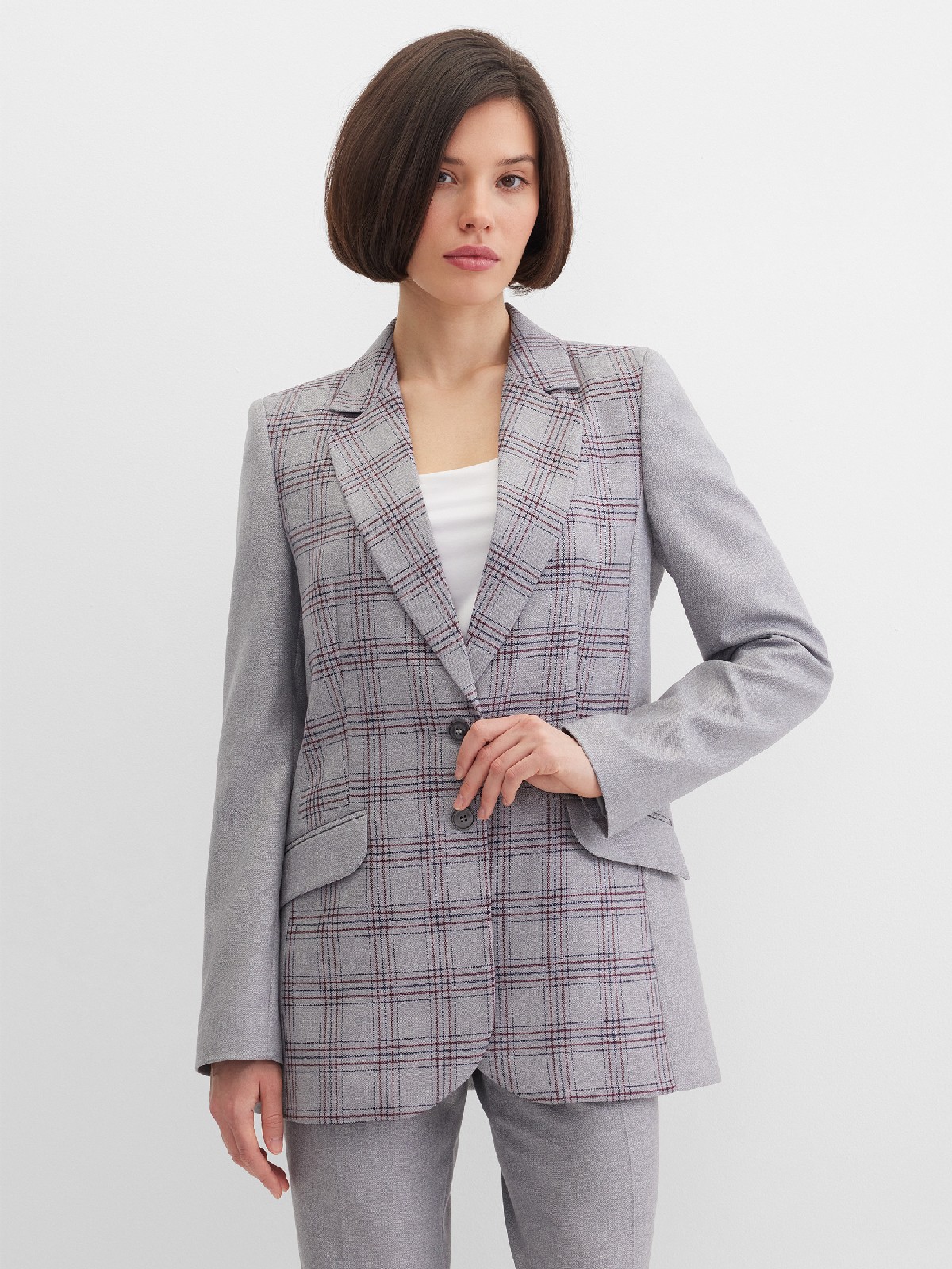 Пиджак удлиненный из двух видов ткани