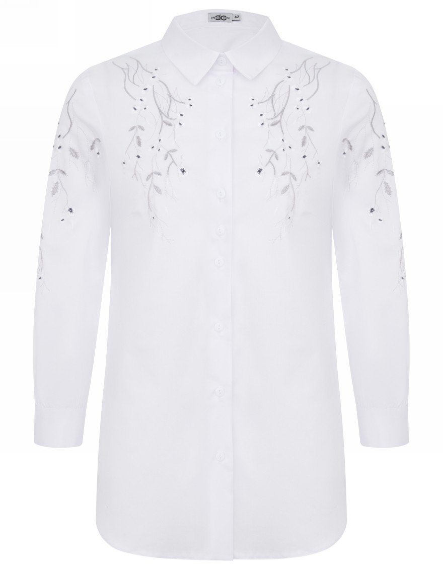Блузка белая с вышивкой " Фуксия "