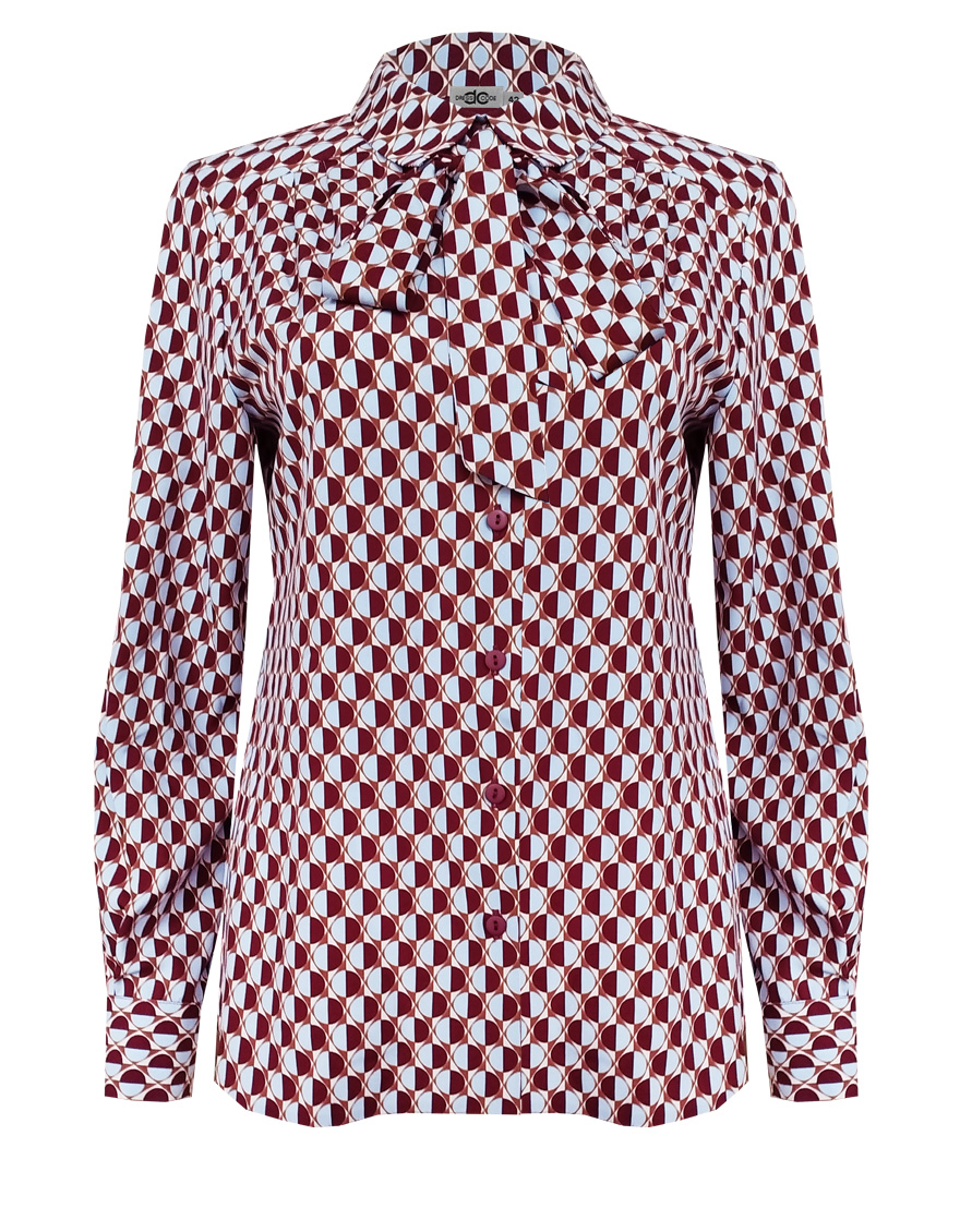 Блузка в мозаичном стиле со съемным галстуком