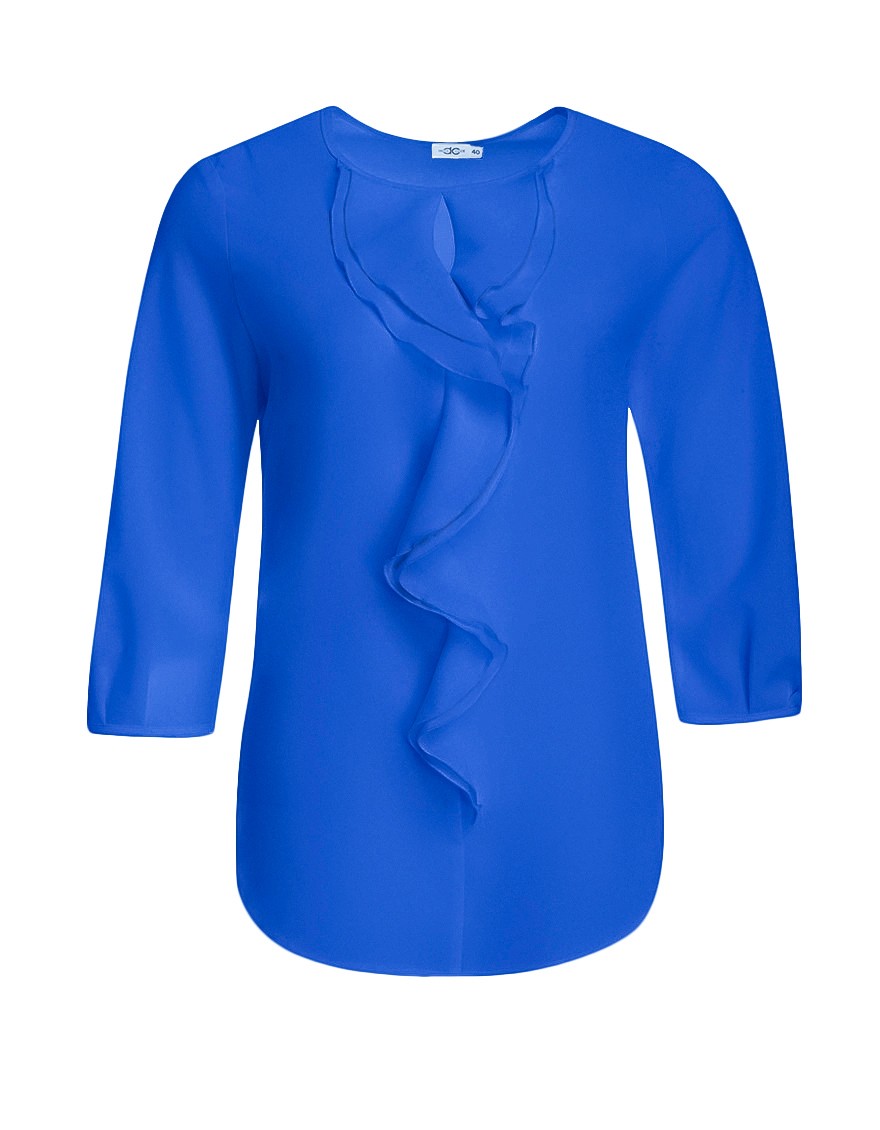 Блузка синяя с воланом